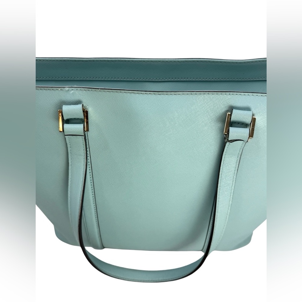 Kate Spade Newbury Lane Dally Tote Blue Hydrangea Saffiano Cow Leather Work Bag - Picture 11 of 16